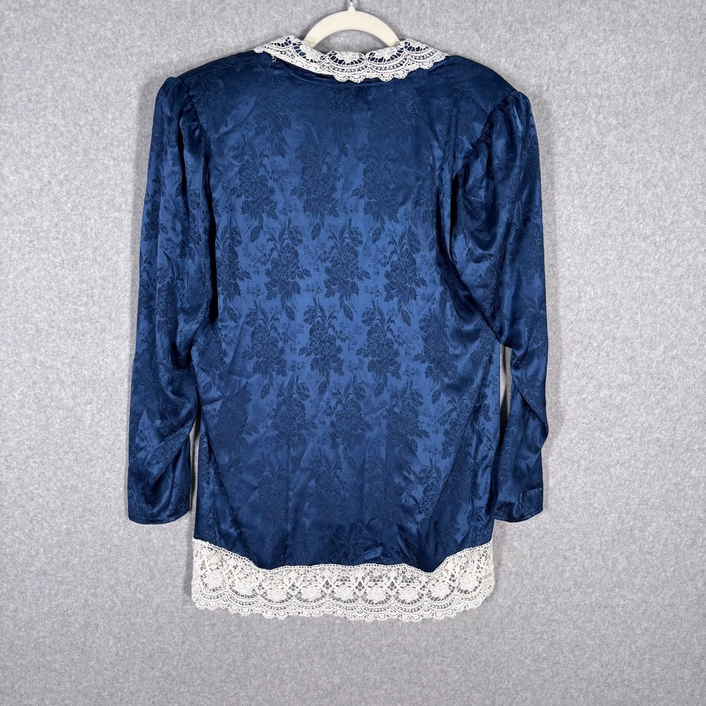 Vintage 80s Scott McClintock Lace Blouse Size 10‎ Navy Victorian Cottage Prairie - Picture 8 of 12